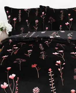 Obliečky MKLozkoviny.sk Francúzske obliečky mikroplyš Exclusive – Vlčie maky čierne - 220 × 200 cm - 70 x 90 cm