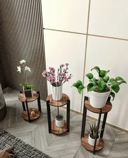 Kvetináče a truhlíky Stojan na kvety Flower Desk Round - Walnut