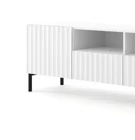 TV stolíky ArtBm Tv stolík WAVE 200 | 2D2S Prevedenie: Biela mat / čierne nohy