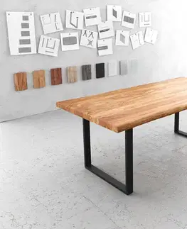 Jedálenské stoly DELIFE Jedálenský stôl Edge 200x100 XL akácia prírodná kov čierna Live-Edge