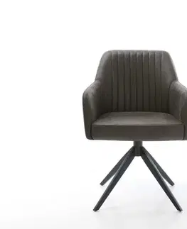 Jedálenské stoličky DELIFE Otočná jedálenská stolička Greg-Flex mikrovlákno antracit vintage krížová podstava široká čierna 360° otočná hojdacia funkcia vrecková pružina