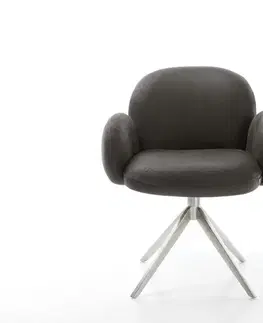 Jedálenské stoličky DELIFE Otočná jedálenská stolička Nube-Flex mikrovlákno antracitová vintage krížová podstava široká nerezová oceľ 360° otočná hojdacia funkcia vrecková pružina