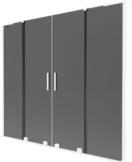 Sprchové dvere MEXEN/S - Velar L Duo dvojkrídlová posuvná vaňová zástena 180 x 150, grafit, biela 896-180-003-42-20