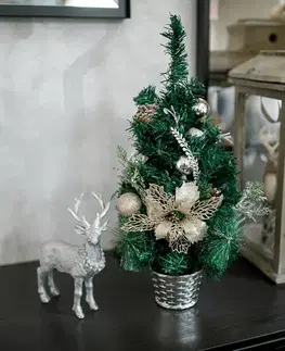 Vianočné stromčeky KONDELA Chrisy vianočný stromček v kvetináči 40 cm zelená / strieborná
