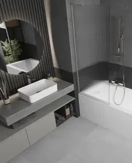 Sprchové dvere MEXEN/S - Next L vaňová zástena FIX 70 x 150, prúžky, nikel kartáčovaná 895-070-000-03-09-97