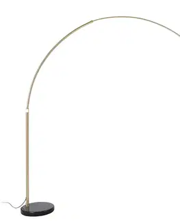 Oblúkové lampy Oblúková lampa mosadz a čierna mramorová základňa nastaviteľná - XXL