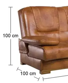 Sedacie súpravy PYKA Finka 3R+1+1 kožená sedacia súprava s rozkladom drevo D3 / svetlohnedá (S45)