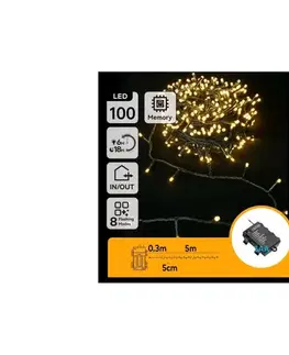 LED osvetlenie  B.V.  - LED vonkajší reťaz 100xLED/8 funkcií 3xAA 5,3 m IP44 teplá biela B10303K2J