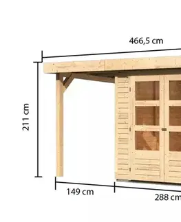 s prístreškom Drevený záhradný domček RETOLA 2 Lanitplast
