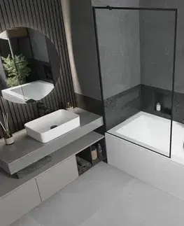 Sprchové dvere MEXEN/S - Cube obdĺžniková vaňa 180 x 80 cm s panelom + vaňová zástena 100, čierna vzor 550518080X9510007070