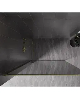 Sprchové dvere MEXEN/S - Kyoto-XF Sprchová zástena WALK-IN s rámom 70 x 202, grafit 10 mm, zlato kefovaná 800-070-104-55-40-X