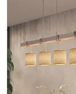 Svietidlá BRILAGI - LED luster na lanku NUBILA 4xE27/60W/230V šedá/svetlohnedá 1xEG49927A+4xBG1584