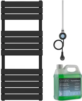 Doplnky do kúpeľne CERANO - Kúpeľňový elektrický radiátorový set Claude - WIFI - 600W - čierna matná - 1200x500 mm CER-978830