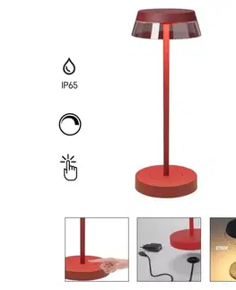 LED osvetlenie Redo 90311- LED Stmievateľná stolná lampa ILUNA LED/2,5W/5V 3000 mAh IP65 červená 90311
