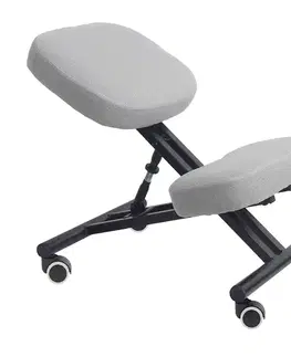 Jedálenské stoličky KONDELA Kilian ergonomická kľakačka na kolieskach svetlosivá / čierna