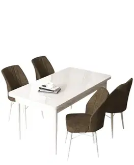 Jedálenské sety Dining Table & Chairs Set (5 Pieces) Arp - White, Brown