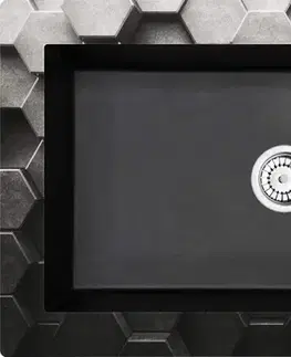 Kuchynské drezy DEANTE DEANTE - Andante Glass Graphics, metalický grafit Sklenené-granitový drez, 1-miska s odkvapkávačom ZSN_GL1C