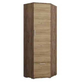 Šatníkové skrine NABBI Veneta CW rohová predsieňová skriňa craft tobacco / dub craft zlatý