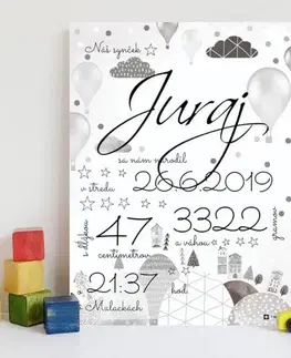 Tabuľky s venovaním (darčeky) Darčeky - Tabuľka pre dieťa o narodení - Let balónov