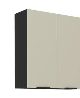 Kuchynské horné skrinky KONDELA Araka 80 G-90 2F horná kuchynská skrinka kašmír / čierna