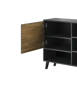 Komody CAMA MEBLE Soul 2D dvojdverová skrinka antracit / alpský dub tmavý / aquare dance dark