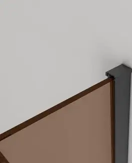 Sprchové dvere CERANO - Sprchová zástena Walk-in Onyx Round Ľ/P - 8 mm + polička/držiak na uteráky - guľatá vzpera - čierna matná, bronzové sklo - 150x200 CER-689275