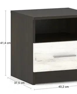 Nočné stolíky NABBI Amison N nočný stolík (2 ks) wenge / craft biely