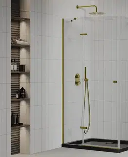Vane MEXEN/S - Roma sprchovací kút 120x80, transparent, zlatá + čierna vanička so sifónom 854-120-080-50-00-4070G