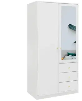 Šatníkové skrine Skriňa Siena D2 biela / zrkadlo