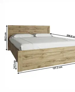 Postele KONDELA Dorsi 120 posteľový rám dub navarra