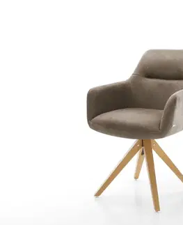 Jedálenské stoličky DELIFE Jedálenská stolička Pejo-Flex mikrovlákno taupe vintage drevená podstava hranatá prírodná vrecková pružina