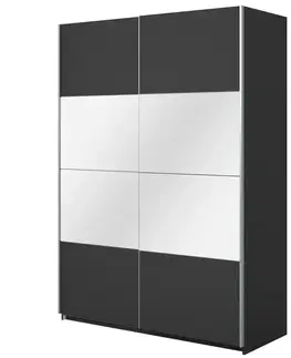 Šatníkové skrine Skriňa 150cm Beta 55  Čierna/Zrkadla