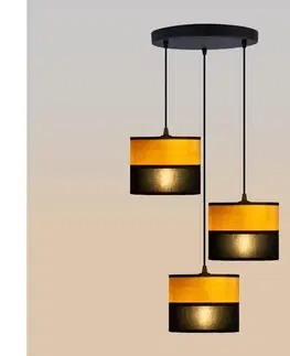 Svietidlá  Závesný luster ALBA na lankách 3xE27/15W/230V, priemer 40 cm, čierna/hnedá W-KD 2015/3 BK+WOOD+BK