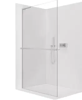Držadlá k vani CERANO - Sprchová zástěna Walk-in Onyx L-levá vzpěra - 10 mm + polička/držák na ručníky - chrom, transparentní sklo - 160x200  CER-8050BD74605