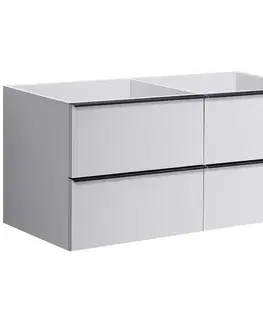 Kúpeľňový nábytok CERANO - Kúpeľňová skrinka pod umývadlo s úchytkou Velora - biela matná, čierna úchytka - 138x53x46,5 CER-664888