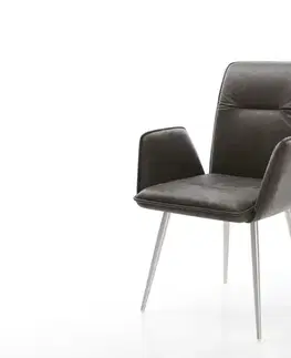 Jedálenské stoličky DELIFE Jedálenská stolička Vinja-Flex mikrovlákno antracitová vintage 4-nohá zúžená nerezová oceľ