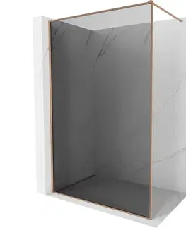 Sprchové dvere MEXEN/S - Kyoto-XF Sprchová zástena WALK-IN s rámom 50 x 202, grafit 10 mm, meď kartáčovaná 800-050-104-65-40-X