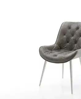 Jedálenské stoličky DELIFE Jedálenská stolička Taimi-Flex mikrovlákno sivá vintage 4-nohá zúžená nerezová oceľ