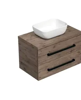 Kúpeľňový nábytok Kúpeľňová skrinka s čiernou úchytkou a krycou doskou SAT Cube Way 80x47, 5x46 cm dub Wellington mat CUBE46C803DW45 CUBE46C803DW45
