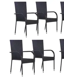 Záhradné stoličky 8 ks ESSEN II záhradné ratanové kreslo, čierna (antracit)