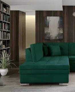Sedacie súpravy NABBI Pescara L rohová sedačka s rozkladom tmavozelená (Monolith 37)
