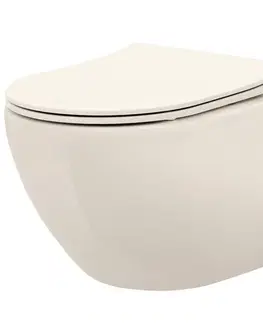 Záchody REA - Závesná WC misa Carlo Mini Rimless Ecru REA-C5500