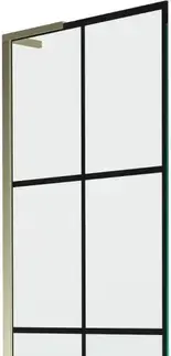 Sprchové dvere MEXEN/S - Next L vaňová zástena FIX 60 x 150, čierna vzor, zlatá 895-060-000-03-77-50