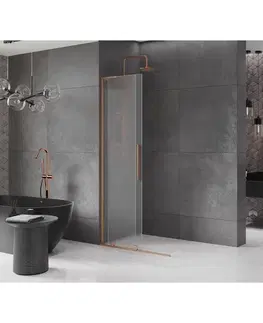 Sprchové dvere MEXEN/S - Velar L Sprchová zástena posuvná Walk-in 90 x 200, dekor 8 mm, meď kartáčovaná 871-090-003-33-65