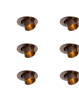 Zapustené svietidlá Sada 6 zapustených bodových svetiel tmavý bronz GU10 35 mm okrúhle naklápacie - Installa