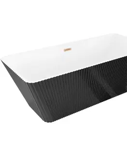 Vane MEXEN/S - Tava voľne stojaca vaňa reliéf 170 x 75, biela/čierna, sifón a prepad meď kartáčovaná 52851707575-65