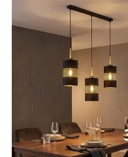 Svietidlá  LED luster na lanku BOGART 3xE27/15W/230V čierna/zlatá 4401