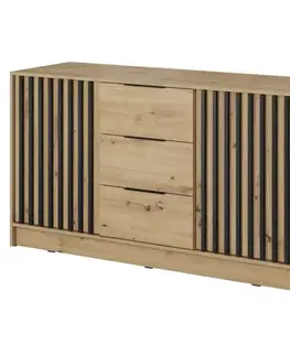 Komody do spálne Komoda Nelly 3D Dub Artisan/Čierna