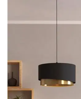 Svietidlá Eglo 39925 - Luster na lanku MANDERLINE 1xE27/40W/230V čierna/zlatá 39925