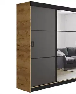 Šatníkové skrine Skriňa Retro 138 3L craft / Dvierka grafit